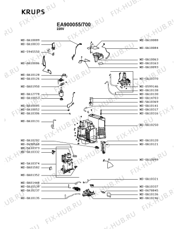 Схема №5 EA900055/700 с изображением Элемент корпуса для электрокофеварки Krups MS-0A10459