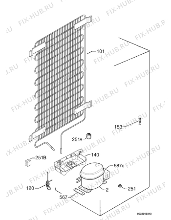 Взрыв-схема холодильника Juno Electrolux JRZ94125 - Схема узла Cooling system 017