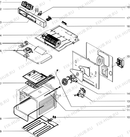 Взрыв-схема плиты (духовки) Indesit FH96TATW (F017293) - Схема узла
