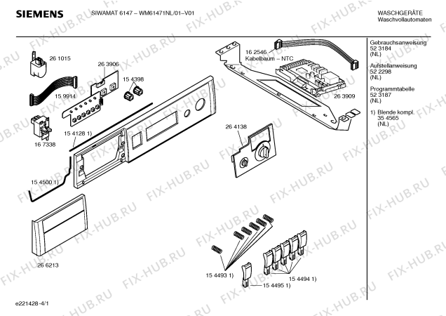 Схема №4 WM61271EU SIWAMAT 6127 с изображением Инструкция по эксплуатации для стиралки Siemens 00523184