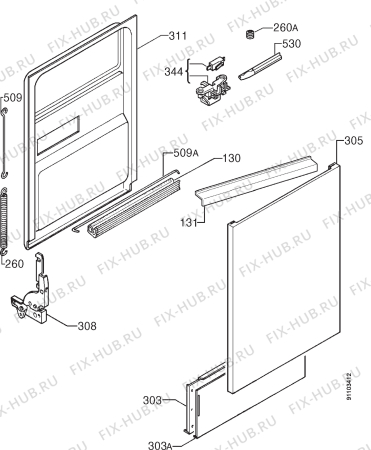 Взрыв-схема посудомоечной машины Zanussi ZWS419 - Схема узла Door 003