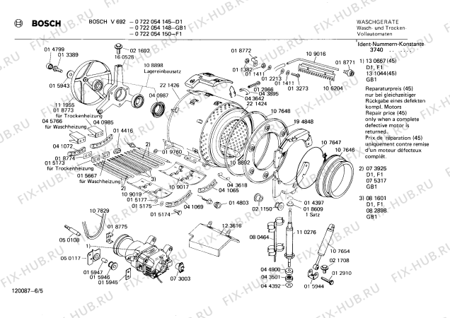 Схема №4 0722054150 V692 с изображением Пленочная индикация для стиральной машины Bosch 00051820