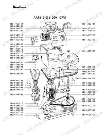 Взрыв-схема кухонного комбайна Moulinex AA7912(0) - Схема узла RP000323.1P5