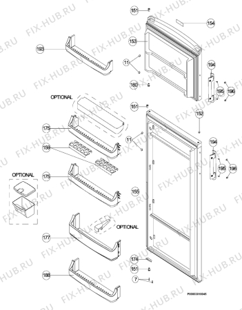 Взрыв-схема холодильника Zanussi ZRT433FW - Схема узла Door