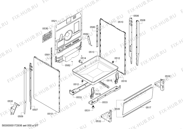 Схема №5 PHCB595550 с изображением Ручка конфорки для плиты (духовки) Bosch 00631126