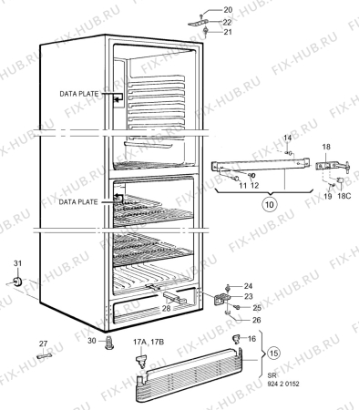 Взрыв-схема холодильника Husqvarna Electrolux QT161R - Схема узла C10 Cabinet
