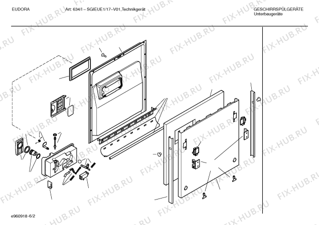 Взрыв-схема посудомоечной машины Eudora SGIEUE1 Art.:634/I - Схема узла 02