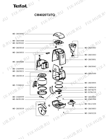 Схема №1 CM4020T3/7Q с изображением Заварочный блок (диффузор) для электрокофемашины Tefal MS-2A03300