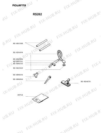 Взрыв-схема пылесоса Rowenta RS262 - Схема узла RS262___.__1