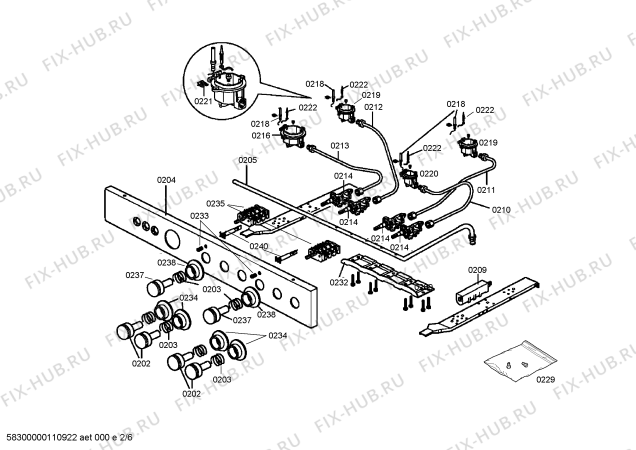 Взрыв-схема плиты (духовки) Bosch HSG206ANE - Схема узла 02