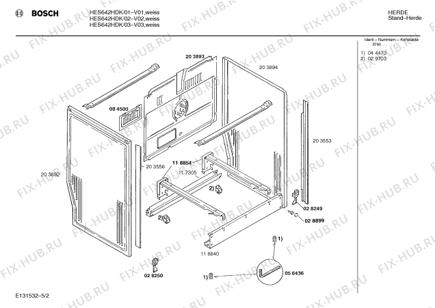 Схема №3 HES622HSF с изображением Стеклокерамика для духового шкафа Bosch 00231102