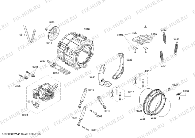 Взрыв-схема стиральной машины Bosch WAU28668TC - Схема узла 03