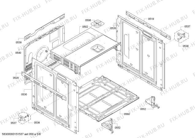 Схема №5 HB38GB590 с изображением Промежуточная панель для духового шкафа Bosch 00479839
