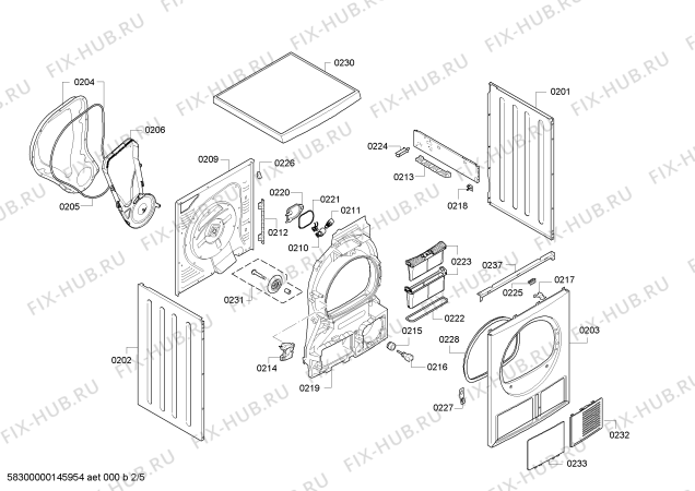 Схема №4 WT46W5C0NL с изображением Корпус для сушильной машины Bosch 00674480