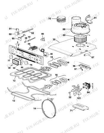 Взрыв-схема плиты (духовки) Electrolux EBGL50VZXF - Схема узла Electrical equipment