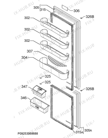 Взрыв-схема холодильника Zanussi ZRB35424XA - Схема узла Door