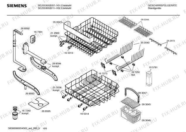 Взрыв-схема посудомоечной машины Siemens SE25530GB Klart.Edition 150 - Схема узла 06