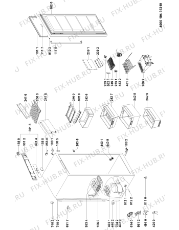 Схема №1 WVN1863 NF N с изображением Часть корпуса для холодильной камеры Whirlpool 481010442014