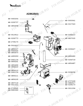 Взрыв-схема микроволновой печи Moulinex AD862B(0) - Схема узла 3P002343.9P2