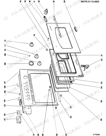 Взрыв-схема плиты (духовки) Ariston HM24TAN (F005487) - Схема узла