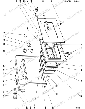 Взрыв-схема плиты (духовки) Ariston HM34TAN (F006269) - Схема узла