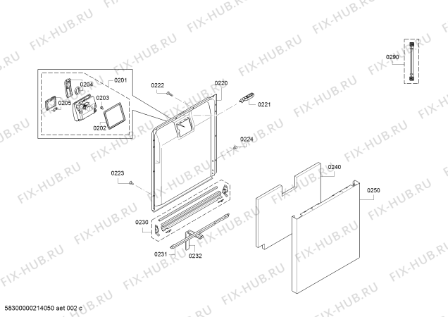 Взрыв-схема посудомоечной машины Bosch SMS44DW00T Silence, Serie 4 - Схема узла 02