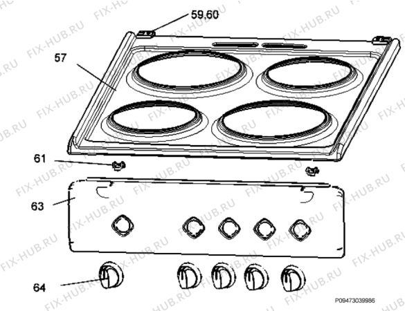 Взрыв-схема плиты (духовки) Zanussi ZCE567NW1 - Схема узла Section 4