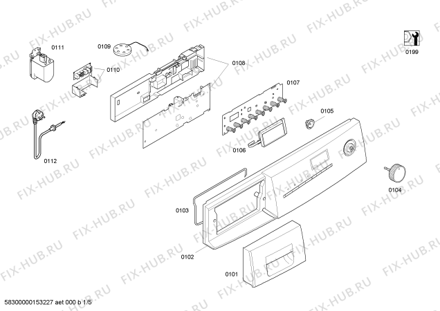 Схема №4 3TW54120X с изображением Панель управления для стиралки Bosch 00702878