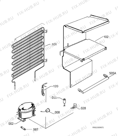 Взрыв-схема холодильника Aeg Electrolux A60110GS2 - Схема узла Cooling system 017