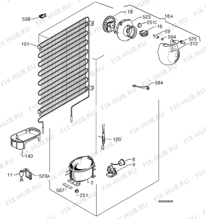 Взрыв-схема холодильника Arthurmartinelux ARA2860 - Схема узла Cooling system 017