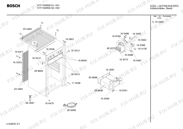 Схема №3 KTF1600NE с изображением Клапан для холодильной камеры Bosch 00299694