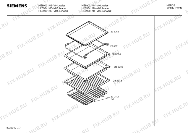 Схема №5 HE89061 с изображением Инструкция по эксплуатации для плиты (духовки) Siemens 00522219