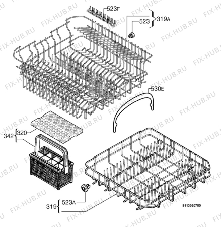 Взрыв-схема посудомоечной машины Faure FDF200 - Схема узла Basket 160
