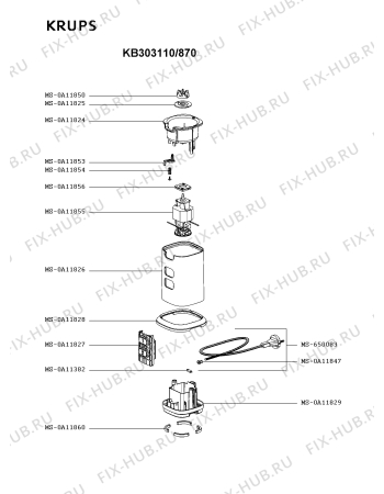 Схема №3 KB303110/870 с изображением Крышка для чаши для блендера (миксера) Krups MS-0A11842