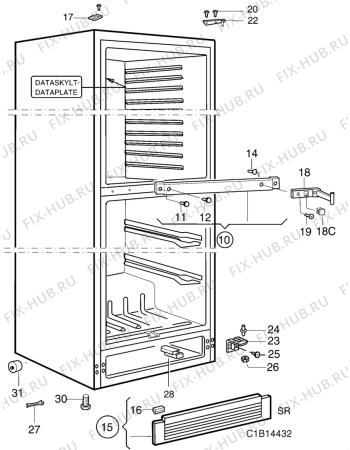 Взрыв-схема холодильника Electrolux ER8811B - Схема узла C10 Cabinet
