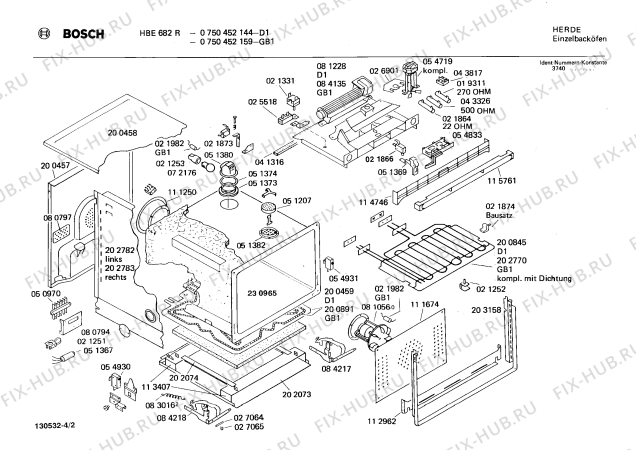 Взрыв-схема плиты (духовки) Bosch 0750452159 HBE682R - Схема узла 02