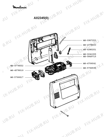 Взрыв-схема блендера (миксера) Moulinex AX2345(0) - Схема узла Q0000046.8Q2