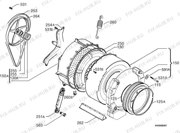 Взрыв-схема стиральной машины Zanker 444_607_09 - Схема узла Functional parts 267