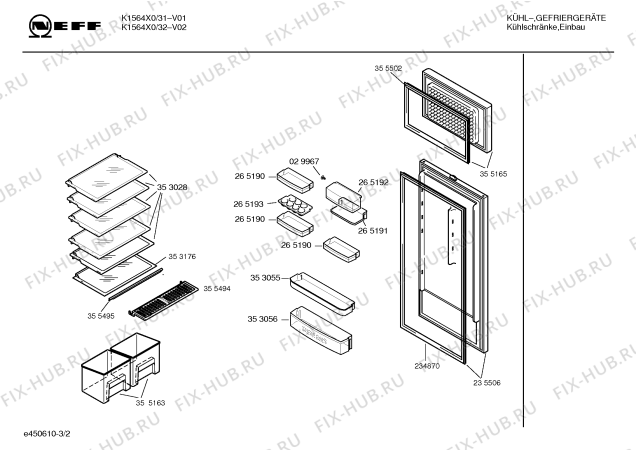 Схема №3 K3664X1 KD340SC с изображением Клапан для холодильной камеры Bosch 00265192