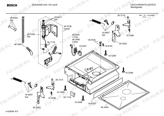 Схема №5 SGS3049EU с изображением Инструкция по эксплуатации для посудомоечной машины Bosch 00584030