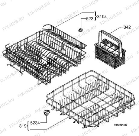 Взрыв-схема посудомоечной машины Faure LVI561N - Схема узла Basket 160