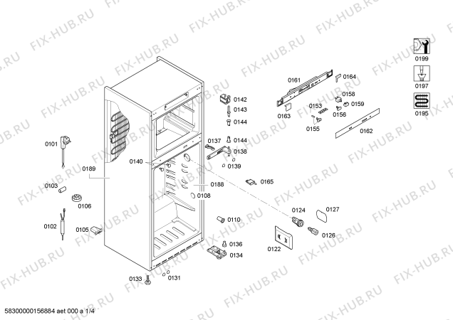 Схема №1 KD30NX43 с изображением Дверь морозильной камеры для холодильной камеры Siemens 00686063