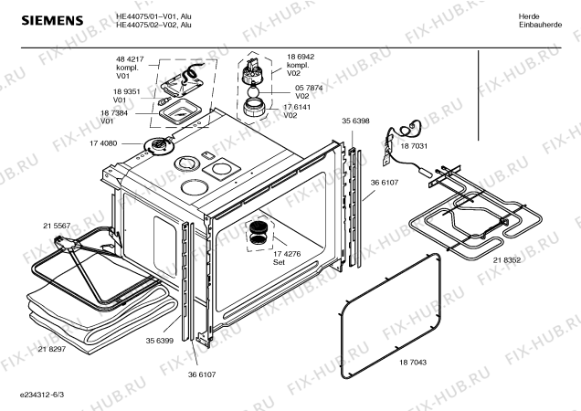 Взрыв-схема плиты (духовки) Siemens HE44075 - Схема узла 03