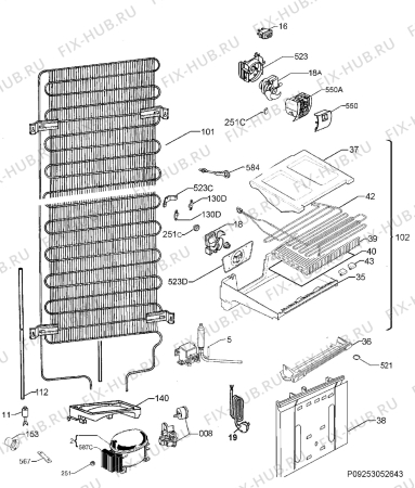 Взрыв-схема холодильника Electrolux EN3453AOW - Схема узла Cooling system 017