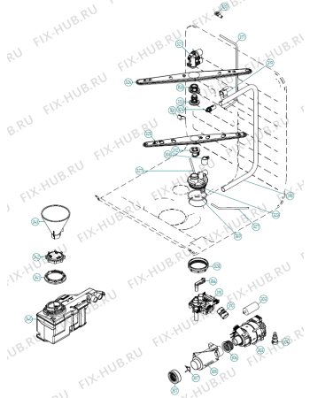 Взрыв-схема посудомоечной машины Cylinda DM820 Avh SE   -Stainless (401710, DW90.1) - Схема узла 03