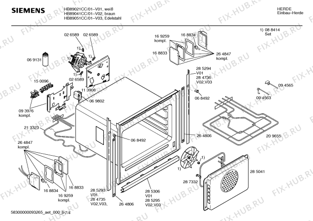 Схема №6 HBN3662CC с изображением Кабель для плиты (духовки) Siemens 00171716