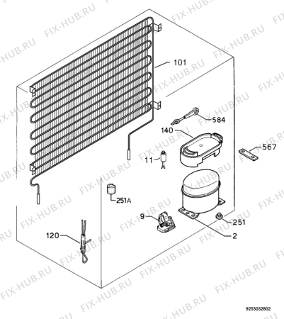 Взрыв-схема холодильника Zanussi ZRS921W - Схема узла Cooling system 017