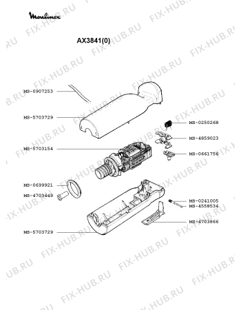 Взрыв-схема блендера (миксера) Moulinex AX3841(0) - Схема узла LP000945.3P2