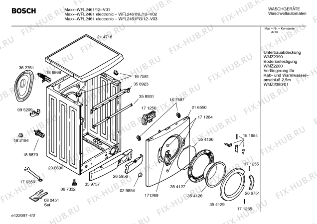 Взрыв-схема стиральной машины Bosch WFL2461NL Maxx WFL2461 electronic - Схема узла 02
