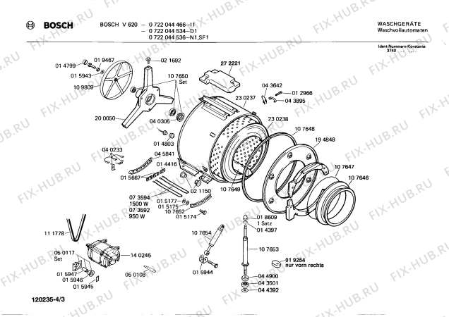 Взрыв-схема стиральной машины Bosch 0722044466 V620 - Схема узла 03